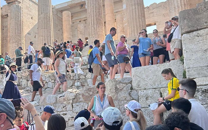 Picture of tourists exploring the Acropolis of Athens in Greece