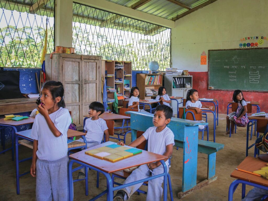 School children in a classroom in Ecuador