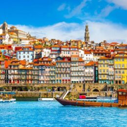 A town in Portugal with river and colourful houses